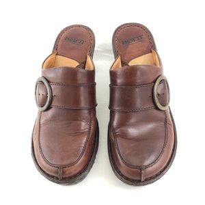Born Brown Leather Mule Clogs Size 8